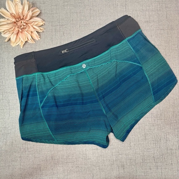 Lululemon Real Quick High Rise Athletic Shorts Simply Radiant Hunter Green Black - Picture 4 of 6